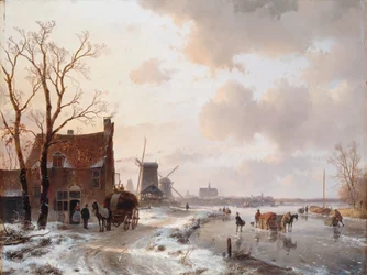 Winter Landscape with Horses on the Ice